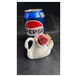 Small decorative porcelain swan with applied rose