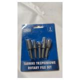 5-piece rotary file set with assorted shapes,