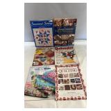 Assortment of quilting books and magazines