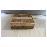 Small Wicker sewing basket with hinged lid and