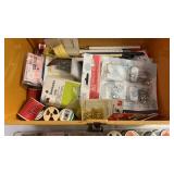 Vintage-style sewing and craft supply box with