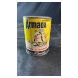 Vintage Armada aluminum can featuring a sailing