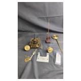 Antique Clock Movement Parts Lot with Pendulum &