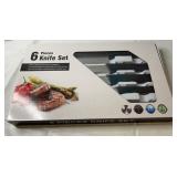 6-piece kitchen knife set in original box with
