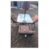 Patio Table Set with 4 Chairs & UmbrellaOutdoor
