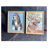 Framed Dog ArtworkPair of framed dog-themed