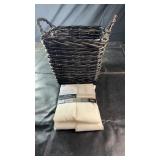 Decorative woven wicker basket with dual handles