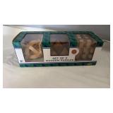 Set of 3 wooden brain teaser puzzles in original