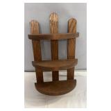Oak tiered shelf or display stand with three