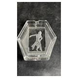Vintage clear glass ashtray with Art Deco style