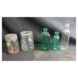 Assorted Glass Bottles and Mason JarsCollection