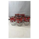 Set of six vintage drinking glasses featuring