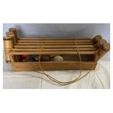 Wooden croquet set featuring multiple