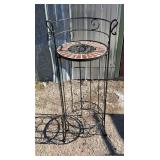 Decorative metal plant stand with mosaic tile