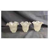 Set of 3 Vintage Ribbed Glass Light ShadesSet