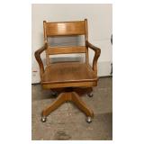 Vintage solid wood swivel office chair with