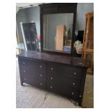 6-Drawer Dresser with MirrorDark wood 6-drawer