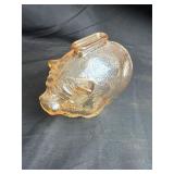Amber Glass Pig Bank / Novelty Coin Bank