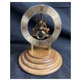 Skeleton Style Mantel Clock with Wooden Base