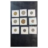 Collection of nine South American coins in