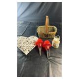 Decorative home décor lot featuring a wicker