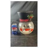 Light-up crackle glass snowman decoration with
