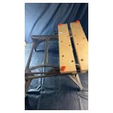Adjustable folding workbench with steel frame and