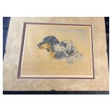 Vintage Colored Etching 'Setters' by Paul Wood