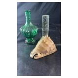 Decorative Glass & Seashell LotIncludes green
