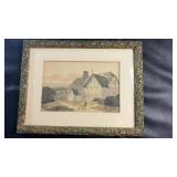 Framed English Tudor House WatercolourFramed
