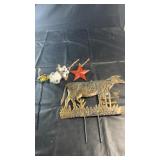 Country and garden-themed décor featuring a metal