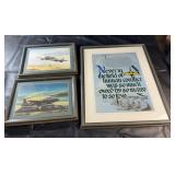 Framed aviation and military-themed print
