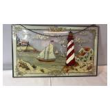 Reverse Painted Glass Coastal Lighthouse Wall