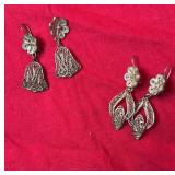 Pairs of vintage filigree-style dangle earrings