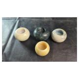 Stone Tealight HoldersSet of four polished