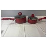 Red Saucepan Set with Glass LidsMatching set of