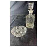Glass Decanter & Crystal-Style Ashtray