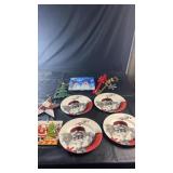 Christmas décor collection featuring four Santa