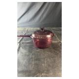 Vintage amethyst purple glass covered saucepan or
