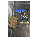 Stained Glass Whale, Owl & Bird
