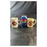 Pair of sports-themed ceramic mugs