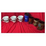 Set of six drinking vessels including three white