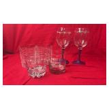 Assorted Drinking Glasses & Decorative Wine