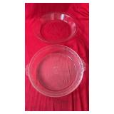 Pair of Pyrex clear glass pie plates including