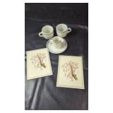 Ceramic Mugs, Creamer & Decorative Tile