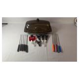 Covered plastic serving tray with smoked acrylic