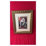 Framed decorative art print featuring an elegant