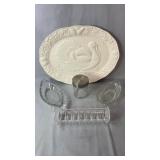 Turkey serving platter with a selection of glass