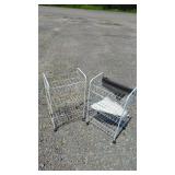 Pair of Rolling Wire Storage CartsTwo metal