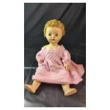 Balding Vintage Baby Doll with Pink Knit